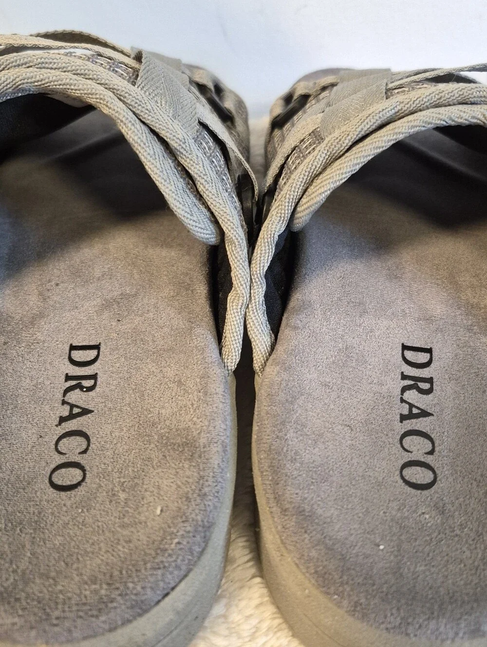 Draco DracoSlides Slides Grey Waffle Knit Sandals Adjustable Straps Men Sz 11-12